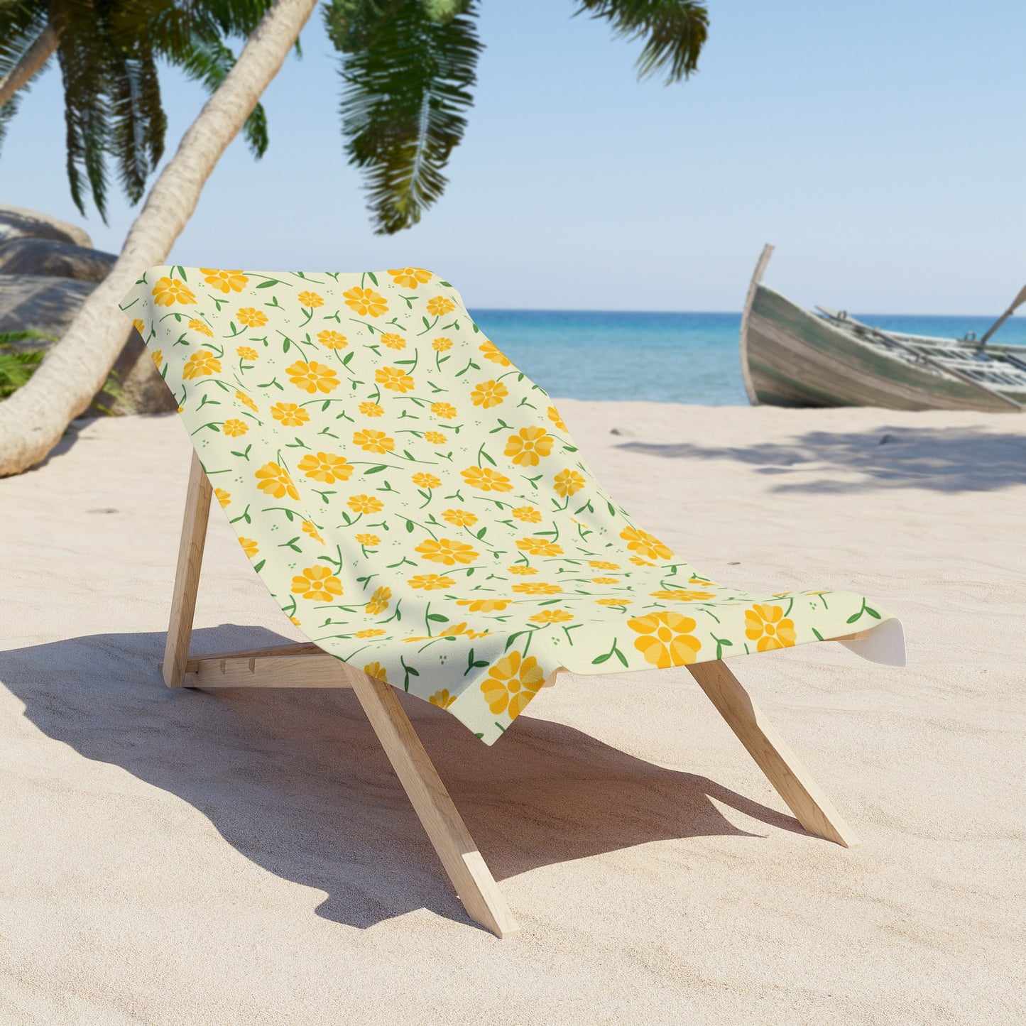 Sunny Floral Beach Towel, Summer Essential, Gift for Beach Lovers, Poolside Decor, Vacation Accessory, Outdoor Fun