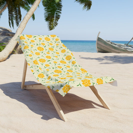 Sunny Floral Beach Towel, Summer Essential, Gift for Beach Lovers, Poolside Decor, Vacation Accessory, Outdoor Fun