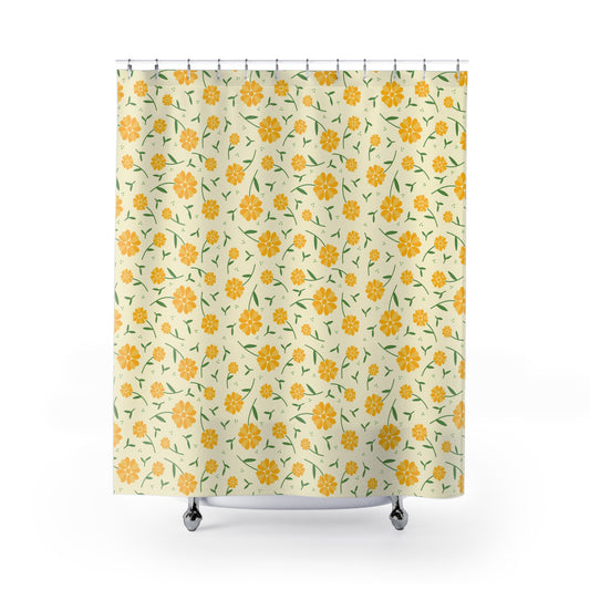 Bright Floral Shower Curtain, Spring Bathroom Decor, Vintage-Style Shower Curtain, Cheerful Home Upgrade, Gift for New Home